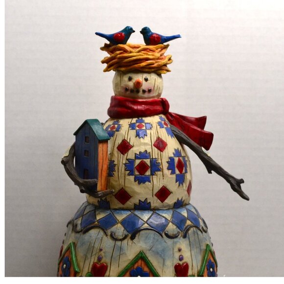 Jim Shore Snowman 2003 Heartland Creek With Birds Bird Houses Winter Decor - Picture 7 of 8